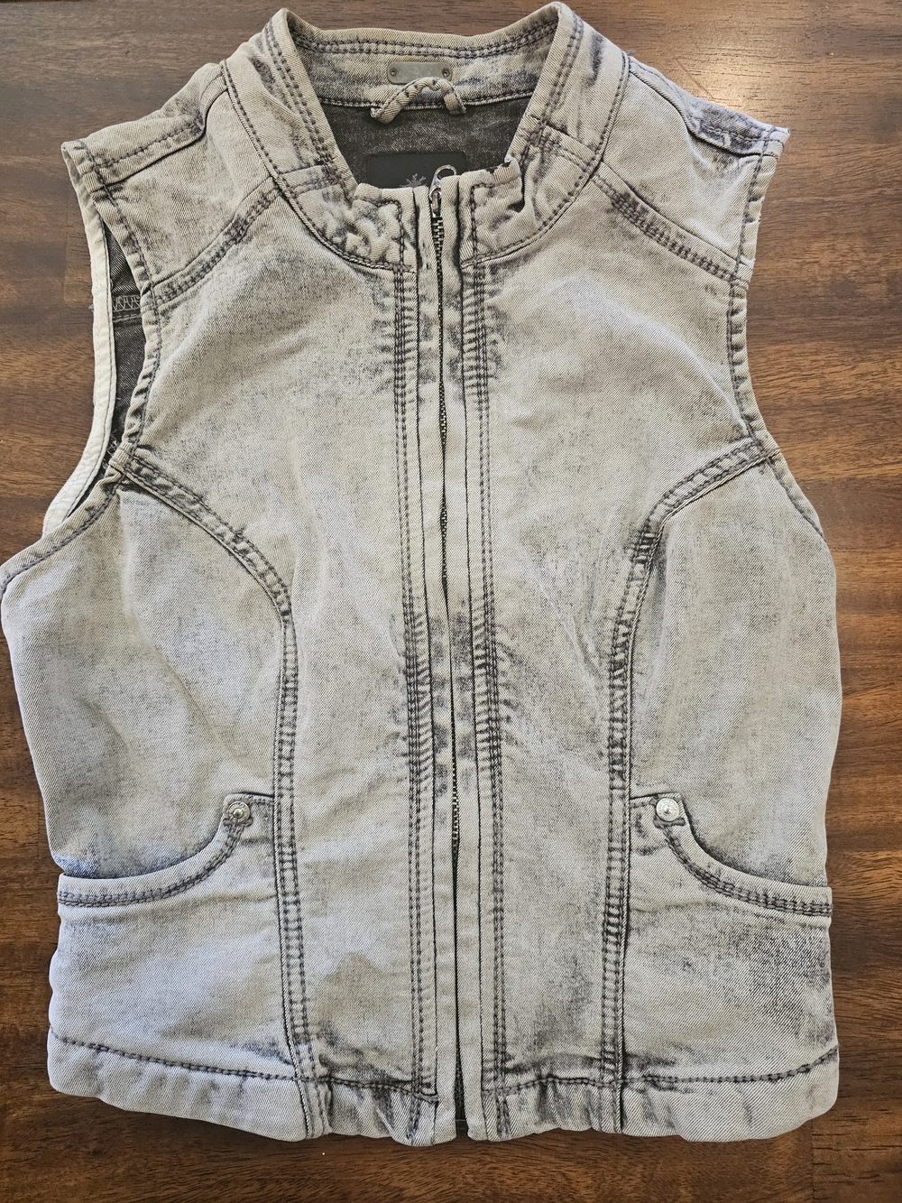 Guess Black Stonewash Denim Vest with Orange Logo Soft XS
